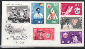 Togo, Scott cat. 401-406. Togo Scouts issue. First day cover. ^