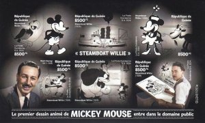 DISNEY GUINEA 2024 THE FIRST ANIMATED DESIGN MICKEY MOUSE IMP SHEET MINT NH