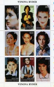 Abkhazia 1999 WINONA RYDER Sheet (9) Perforated Mint (NH)