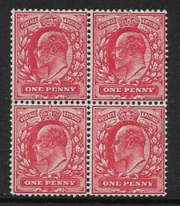 Sg 220 M5(2) 1d Bright Scarlet block of 4 MOUNTED MINT to top RH stamp 