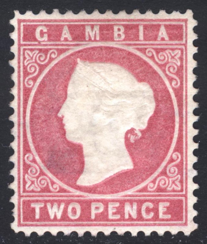 Gambia 1880 2d Rose Wmk CC SIDEWAYS Scott 7var SG 13A MLH SG Cat £250($305)