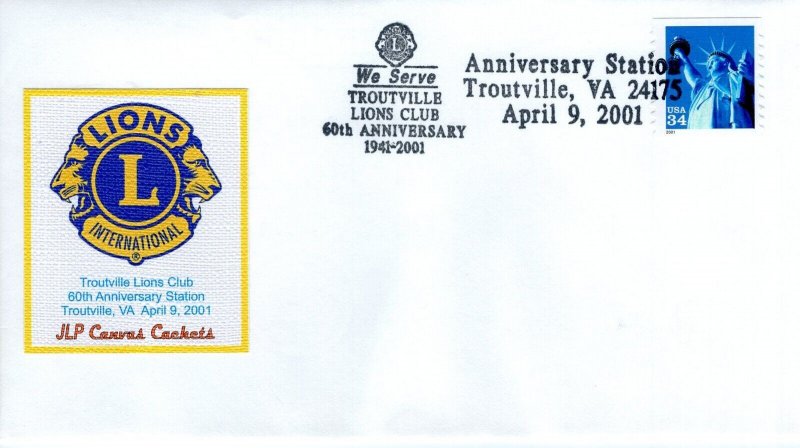 TROUTVILLE LIONS CLUB 60TH ANNIVERSARY STATION, TROUTVILLE, VA  2001  L25