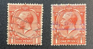 Great Britain #160 + #188 King George V (1912 vs 1924 variation)