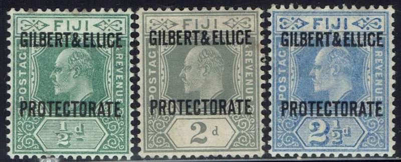 GILBERT & ELLICE ISLANDS 1911 KEVII ½D 2D AND 2½D 