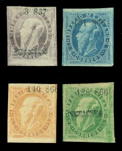 MEXICO 1866 Emperor Maximilian - Engraved complete set  Sc# 31 -34 mint MH  F/VF