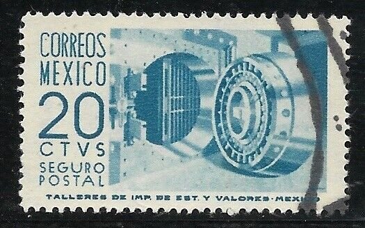 MEXICO 1950 INSURED LETTER STAMP SCOTT G10 20 CENTS BLUE INDUSTRY PRINTER USED