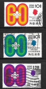 Hong Kong 262-264: Scout Emblem and 60, used, F-VF