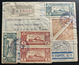 1935 Asuncion Paraguay Airmail cover to Prague Czechoslovakia Via Argentina