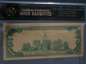 ​UNITED STATES-1928 CAT.#403- 24 KARAT GOLD REPLICA $100  -VF WITH CERTIFICATE