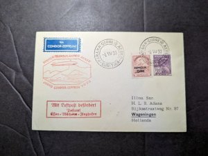 1933 Brazil LZ 127 Graf Zeppelin Airmail Cover Curitiba to Wageningen Netherland