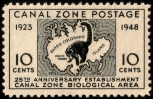 ✔️ CANAL ZONE 1948  MAP COATI MUNDI - SC. 141 MNH [02]