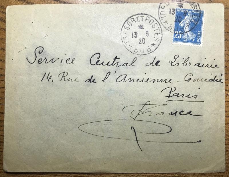 FRANCE - 1920 N°140 oblitéré TRESOR & POSTES *506* sur LSC de CONSTANTINOPLE
