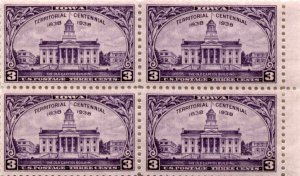 United States Postage Stamp, #838 Mint NH Block & Singles (2ea), 1938 Iowa (AB)