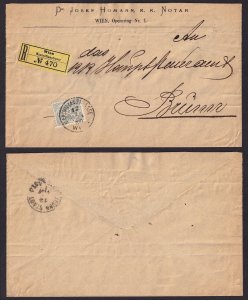 Austria - 1883 - Scott #45 - used on registered cover to Czech Republic