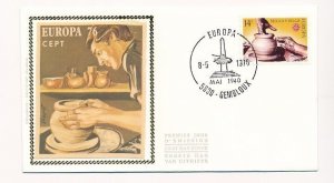 D86887 Europa CEPT 1976 Handicrafts FDC Silk Cachet Belgium Gembloux