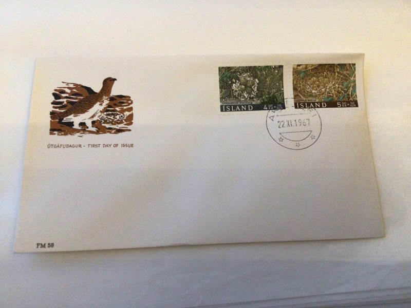 Iceland 1967 Birds Nests first day cover Ref 60414