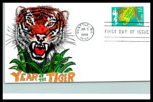 #3179 Chinese Year of the Tiger - GORGOUS DAVID ELLIS GARRETT HAND PAINTE Cachet