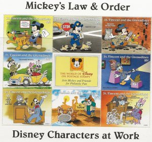 Thematic stamps ST.VINCENT & GREN 1996 DISNEY MICKEYS LAW & ORDER SHEET mint