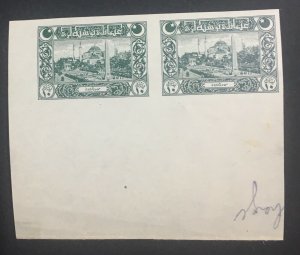 MOMEN: TURKEY SC #550 VAR. 10pa. 1918 IMPERF PAIR MINT OG NH RARE LOT #60001-14