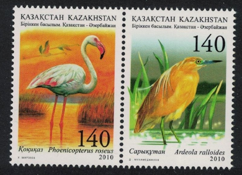 Kazakhstan Flamingo Heron Birds Ecology of Caspian Sea 2v Pair 2010 MNH