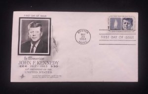 C) 1964, UNITED STATES, FDC IN MEMORY OF JHON F. KENNEDY.XF