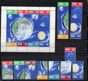 GERMANY/DDR 1962 SPACE SET OF 12 STAMPS & SHEET OF 8 STAMPS MNH