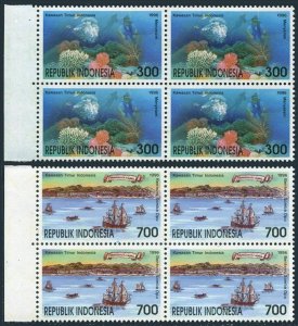 Indonesia 1684-1685 bl/4,MNH.Mi 1671-1672. Deep see diving,Sailing ships,harbor.