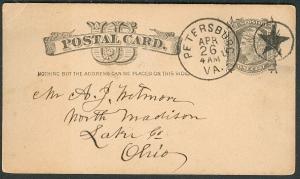 1882, Petersburg, VA 5 pointed star in circle fancy cxl