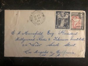 1946 British Guiana Cover To Hollywood Radio Los Angeles Ca USA