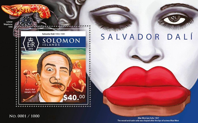 SOLOMON IS. - 2015 - Salvador Dali - Perf Souv Sheet - Mint Never Hinged