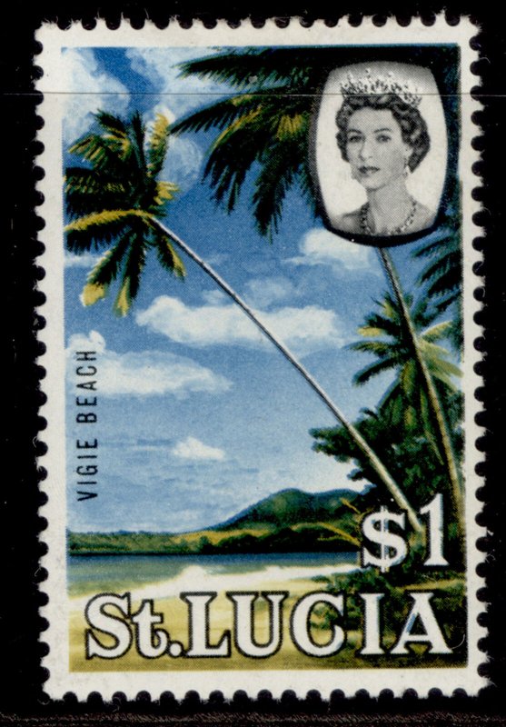 ST. LUCIA QEII SG209, $1, M MINT. 