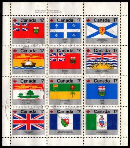 Canada - Postally-used Souvenir Sheet Scott #832a (Provincial Flags)