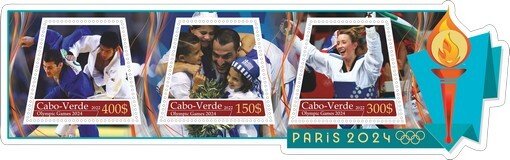 Stamps. Olympics games in Paris 2024 Cabo Verde 2022 year 1+1 sheet perforated