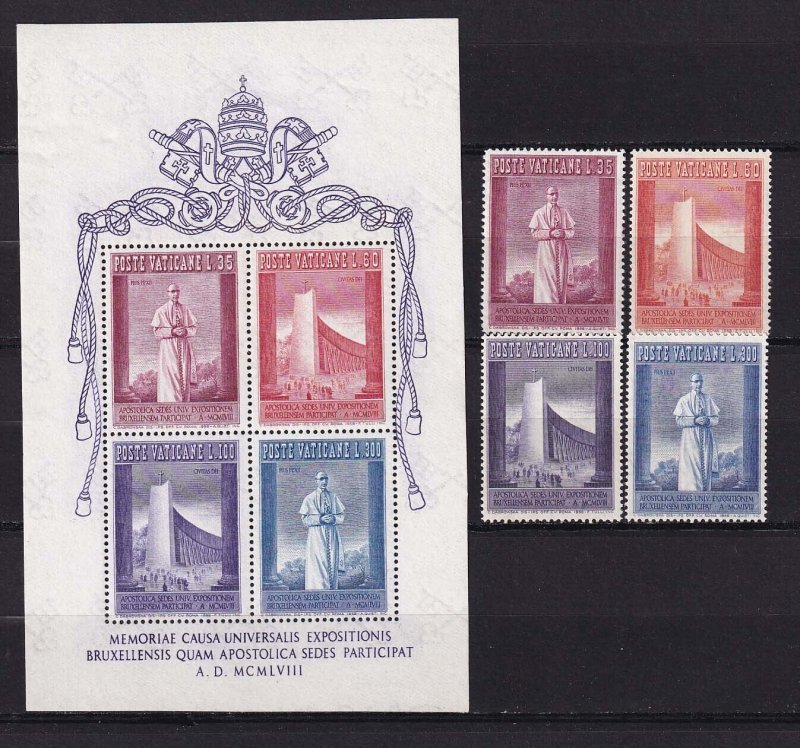 1958 - VATICAN - Scott #239-242, and sheet - MNH**