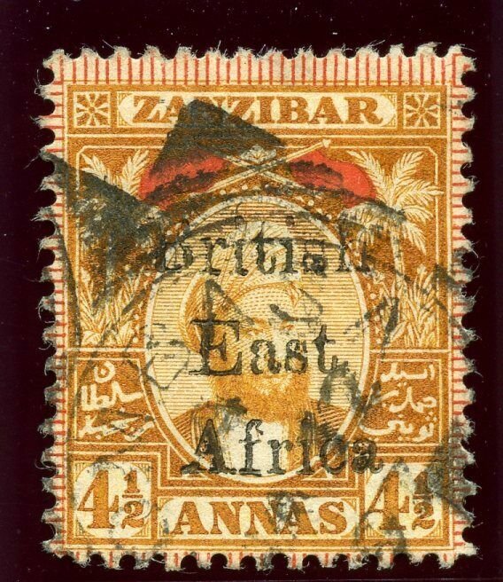 British East Africa 1897 QV 4½a orange & red very fine used. SG 83. Sc 91.