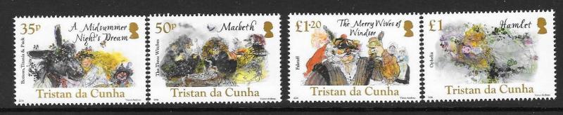 TRISTAN DA CUNHA SG1168/71 2016 SHAKESPEARE MNH 