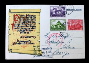 Denmark #290-92 Postal Card March 4,1945 Filatelift Union Just Before Liberation