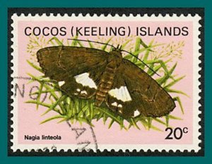 Cocos 1983 Butterflies Moths 3, 20c used  #91,SG88