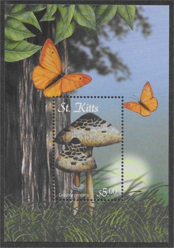 St. Kitts #523 SS  Mushrooms and butterflies  2001  MNH