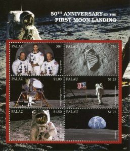 Palau 2018 MNH Space Stamps Moon Landing 50th Anniv Neil Armstrong Apollo 6v M/S