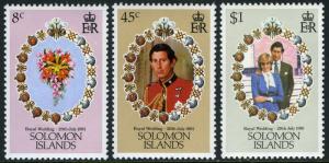 Solomon Islands 450-452,MI 444-446,MNH. Royal wedding.Charles,Diana.Flowers,1981