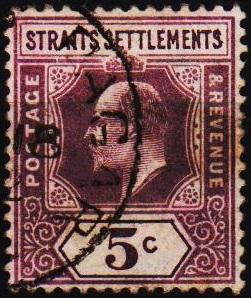 Straits Settlements.1902 5c S.G.113 Fine Used