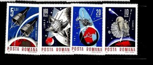 ROMANIA Sc 1845-48 NH issue of 1966 - SPACE 