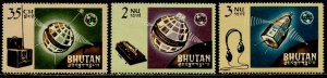 BHUTAN Sc#53-55 1966 ITU Centenary Satellites Complete Set OG Mint LH