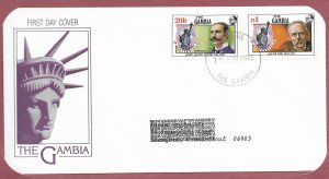 FDC Statue of Liberty. The Gambia.  Envelope and write-up.  1986.