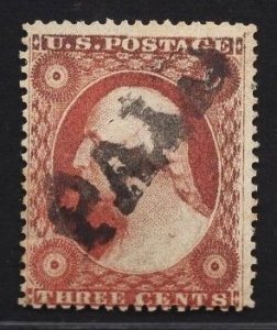 US Stamp #26a 3c Dull Red Washington Type II USED SCV $140