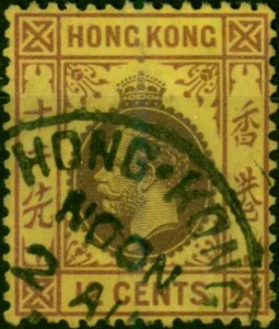 Hong Kong 1912 12c Purple-Yellow SG106 Fine Used