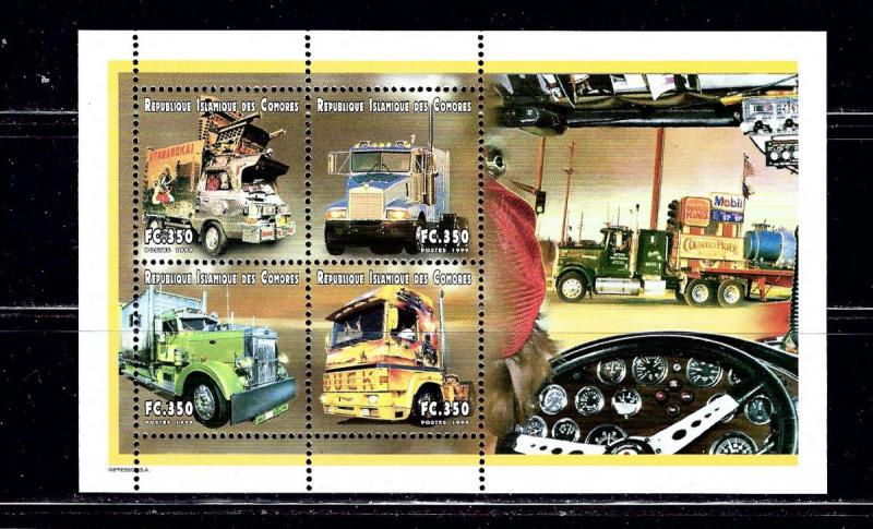 Comoro Is 952 MNH 1999 Trucks S/S of 4