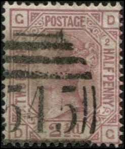 Great Britain SC# 66 SG# 139 Victoria plate 2 SCV $90.00 Used stained back