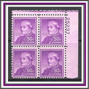 US Plate Block #1051a Susan B Anthony MNH